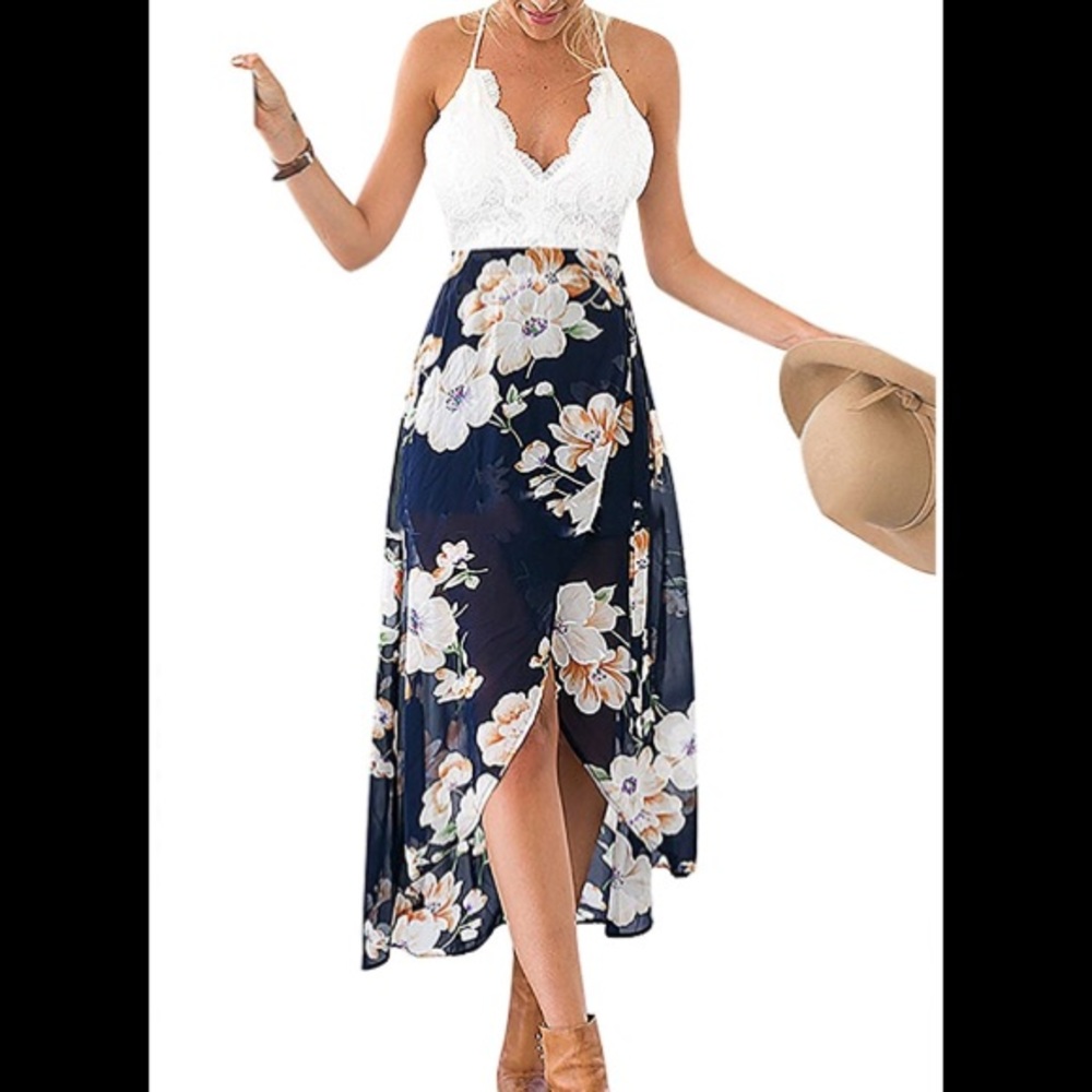 Beautiful lace and sheer floral dress NWT
